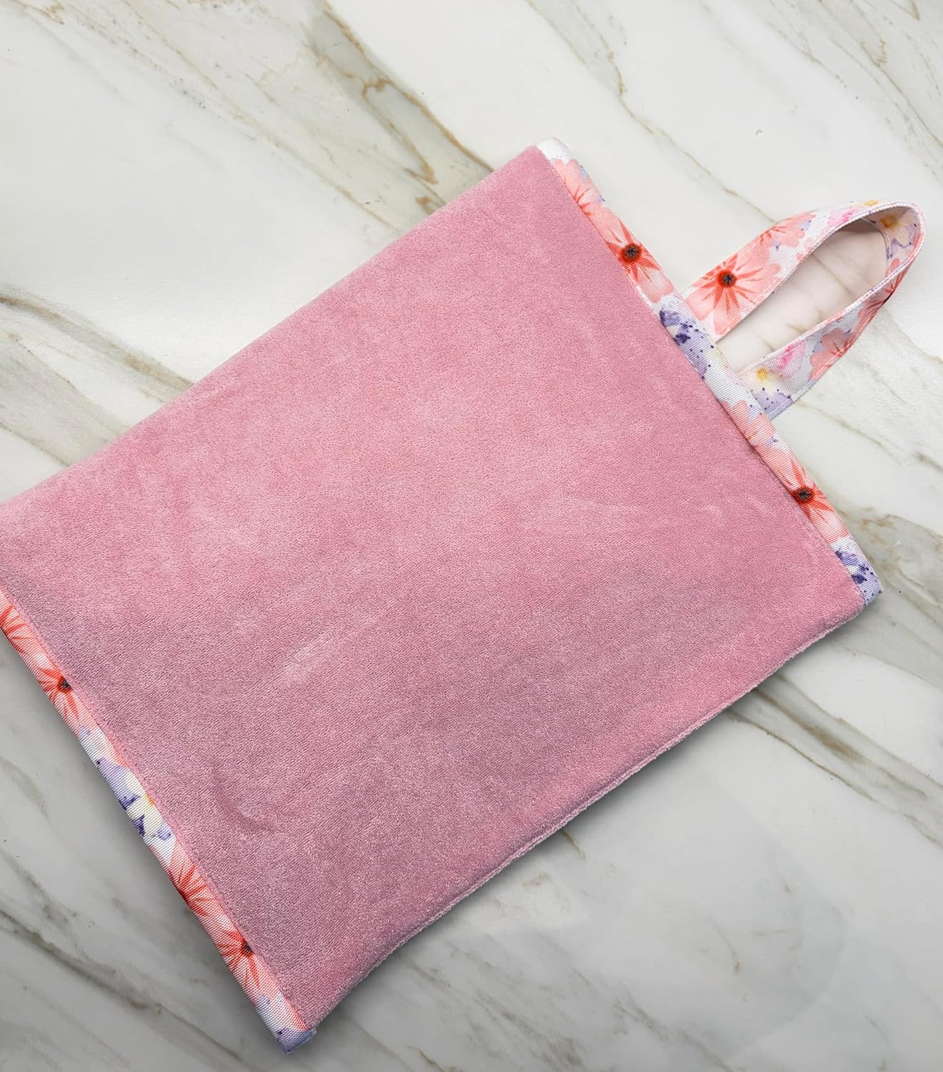 Multi-Functional Zipper Towel Bag – Waterproof Makeup & Travel Organizer with Handle | Floral Pink