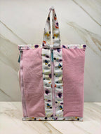 Multi-Functional Zipper Towel Bag – Waterproof Makeup & Travel Organizer with Handle | Floral Pink