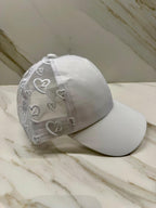 White heart mesh baseball cap – Embroidered mesh Trucker Hat